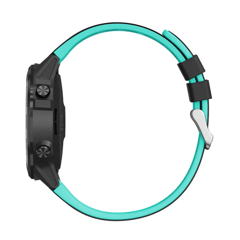 Blue silicone strap smart watch with 1.3-inch screen displaying fitness metrics