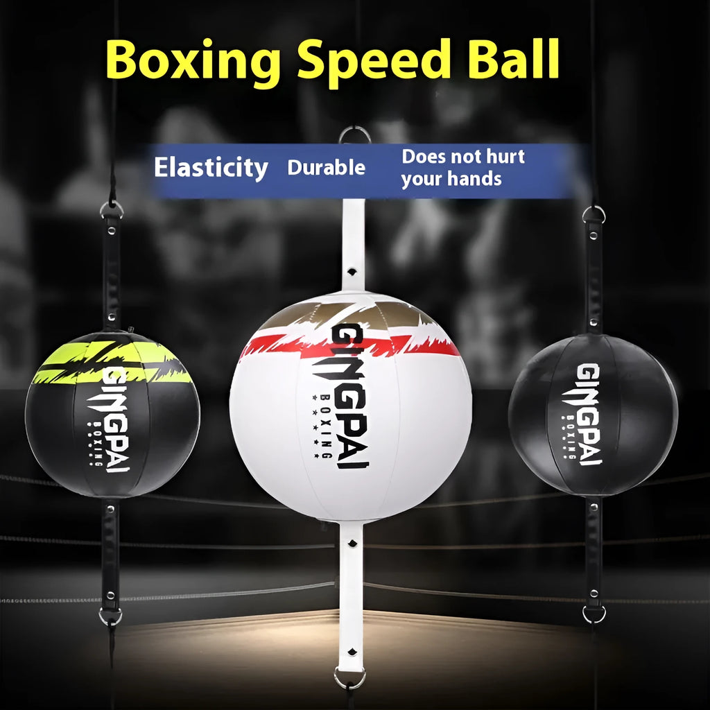Black and green PU leather hanging boxing speed ball for reaction training