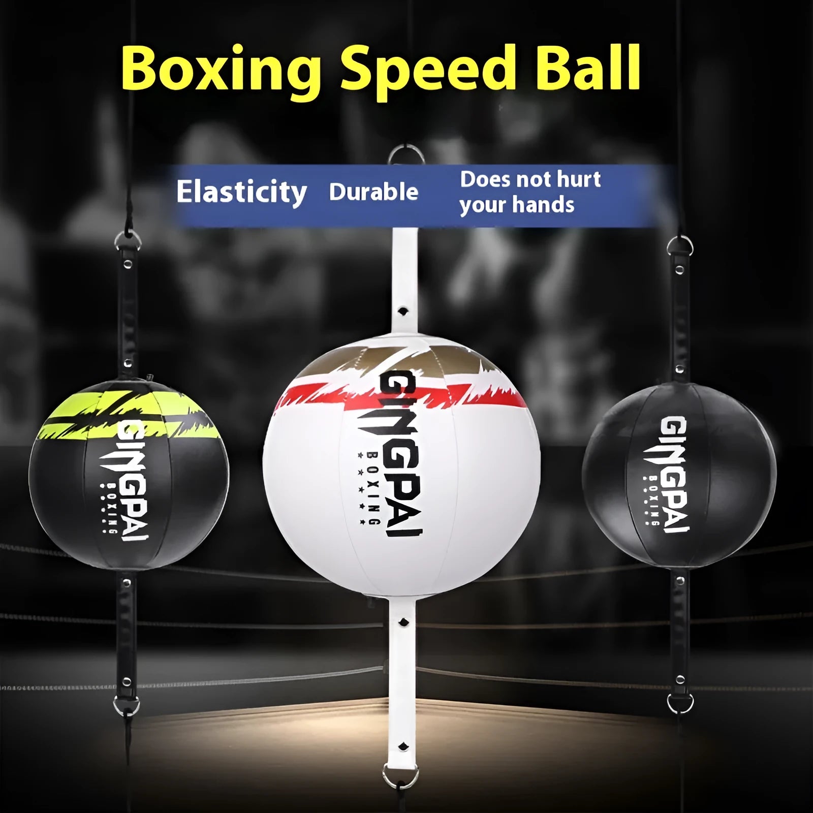 Black and green PU leather hanging boxing speed ball for reaction training
