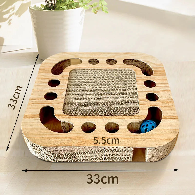 Corrugated paper cat scratch board with small ball in multiple style options