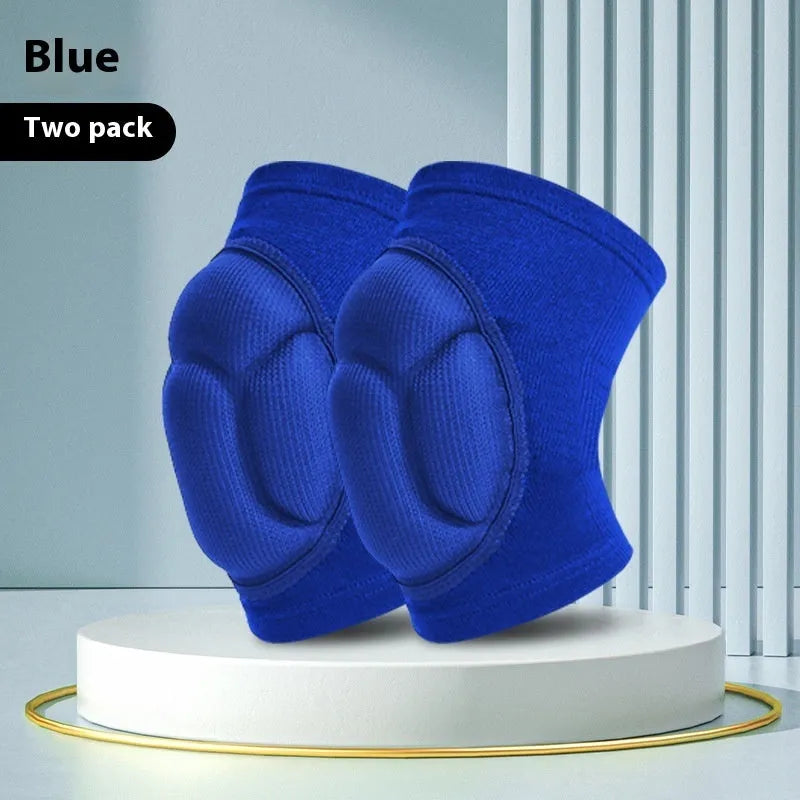 Black and blue thick sponge dance kneepad pair for volleyball hiking and sports protection