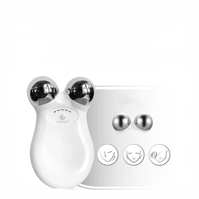 Pink and white micro current facial lifting and firming beauty instrument device.
