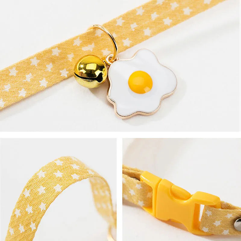 Adjustable cat collar with bell and decorative bow tie pendant in multiple colours
