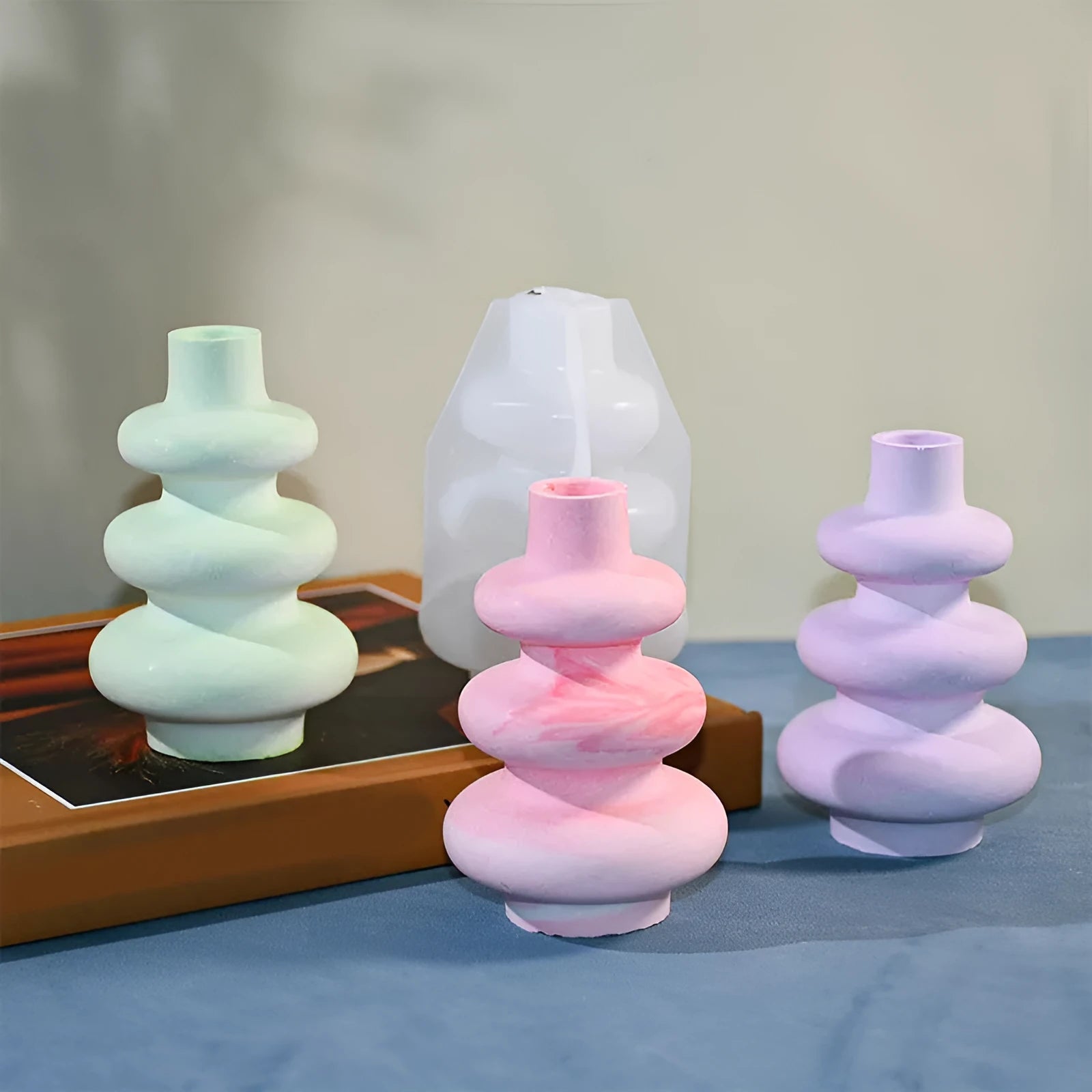 Three layer circular vase ornaments silicone baking mould in modern simple style
