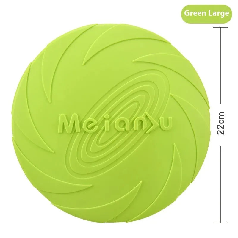 Soft rubber dog frisbee in multiple sizes and colours for outdoor walking and play