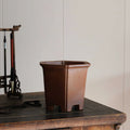 Handmade brown purple clay hexagonal flower pot with raw clay firewood kiln-changed finish, 23cm outer diagonal.