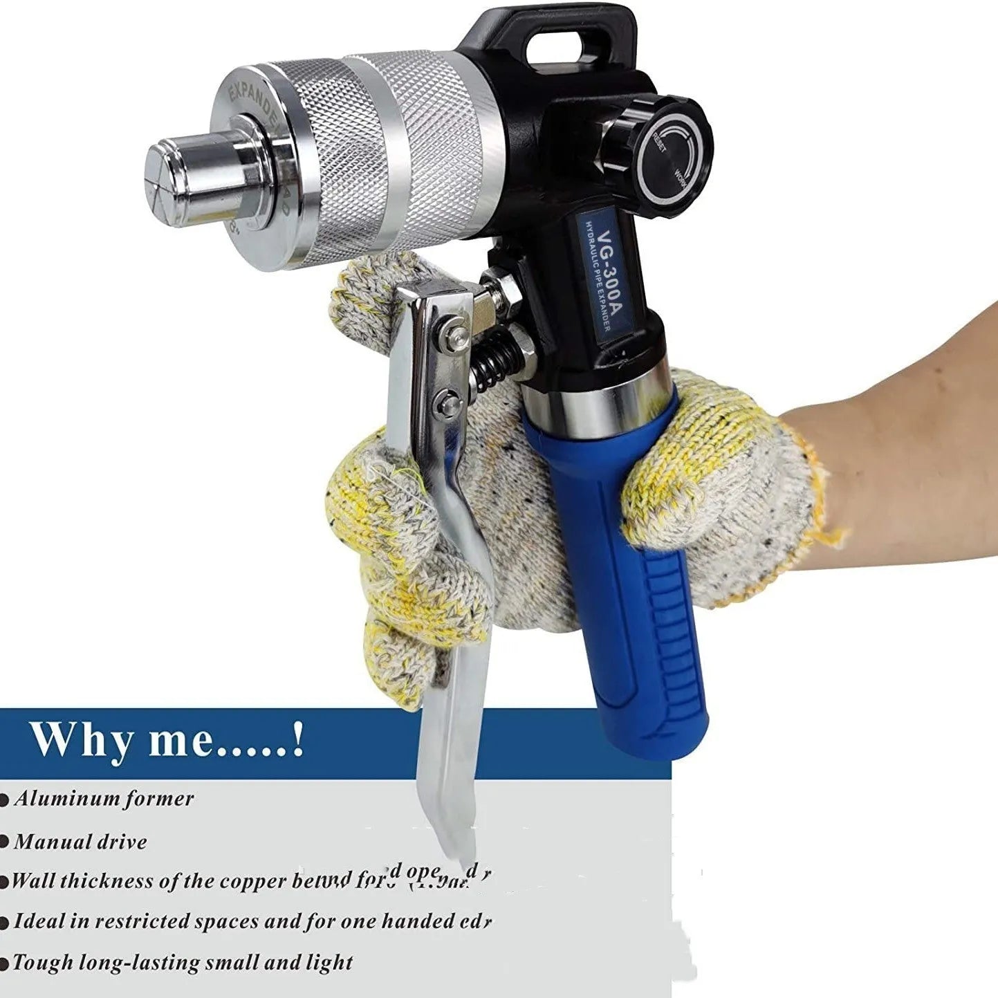 VG-300 hydraulic tube expander tool for refrigeration maintenance with alloy steel construction