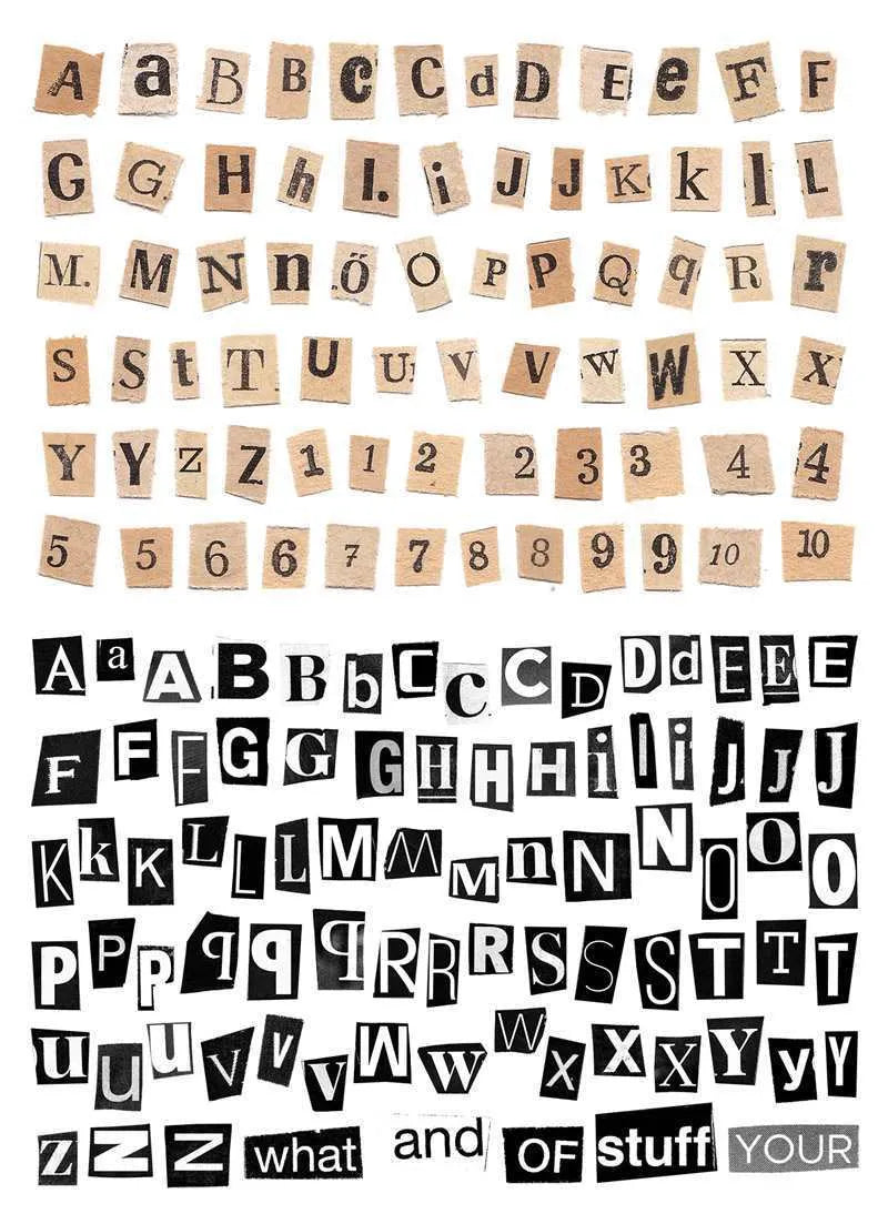English letters and numbers symbol label stickers showing A, B, C, D, E letters and weekly words in cute printed style