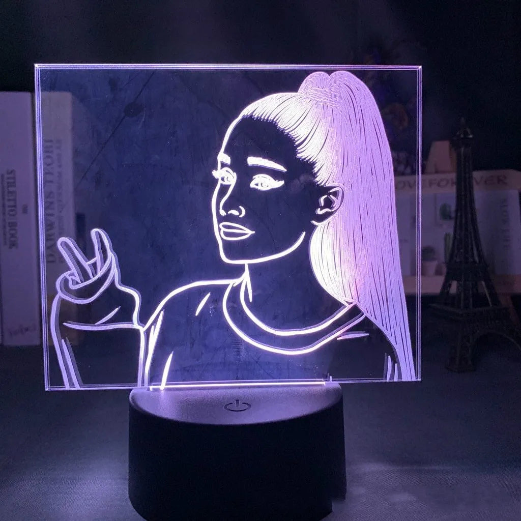 Acrylic 3D night light with European design showing dimensional lighting effects and colourful black base