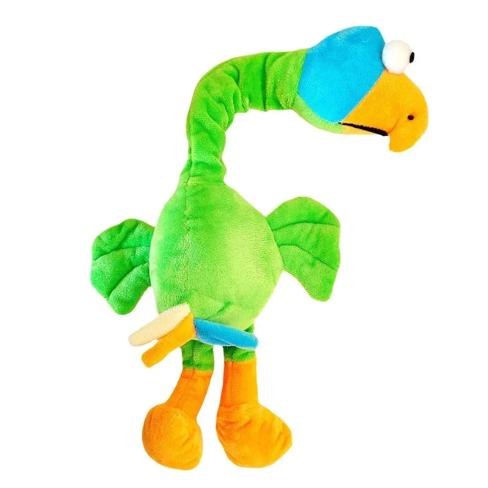 Screaming chicken dog toy with squeaker in black, green or orange rubber