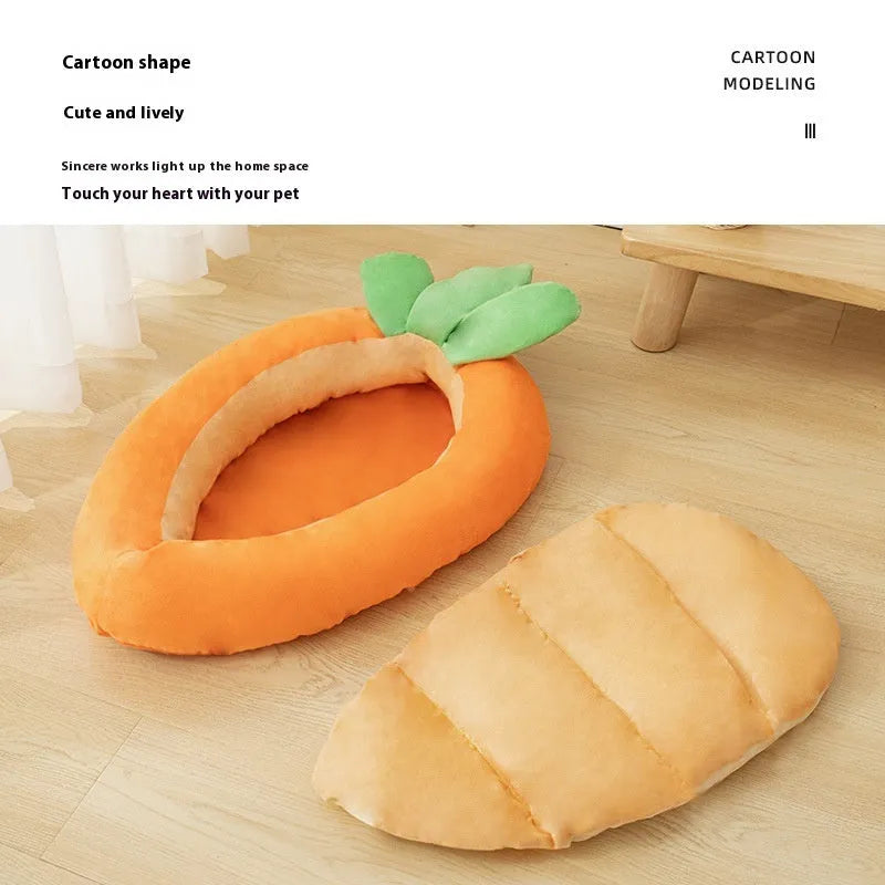 Carrot cartoon patterned double-sided washable cloth pet mat for dogs