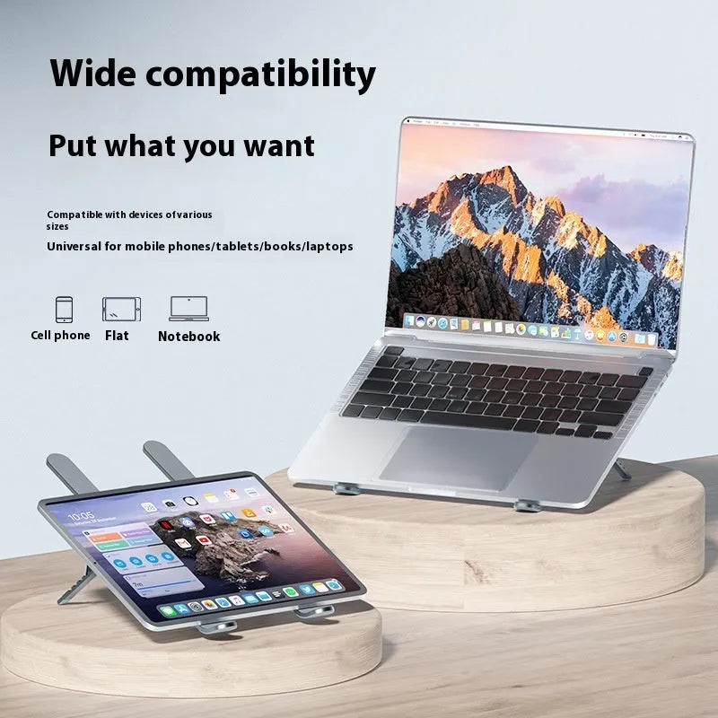 Aluminium alloy portable folding laptop stand with twin cooling fans