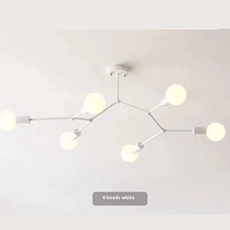 Iron Nordic style chandelier ceiling lamp with multiple heads in black finish