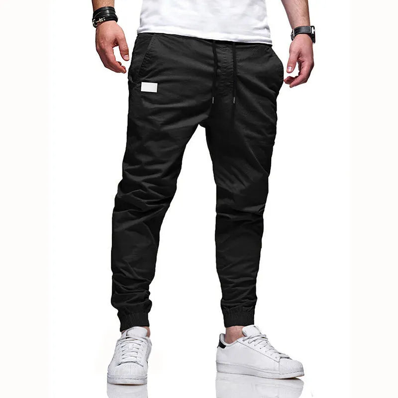 Youth cargo trousers in cotton blend, loose straight-leg with ankle cuffs, light grey, sizes S to 3XL