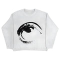 Men's grey round neck cotton pullover sweater with punk hip hop street style.