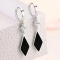 Silver electroplated vintage diamond geometric earrings with clip-on fittings for women