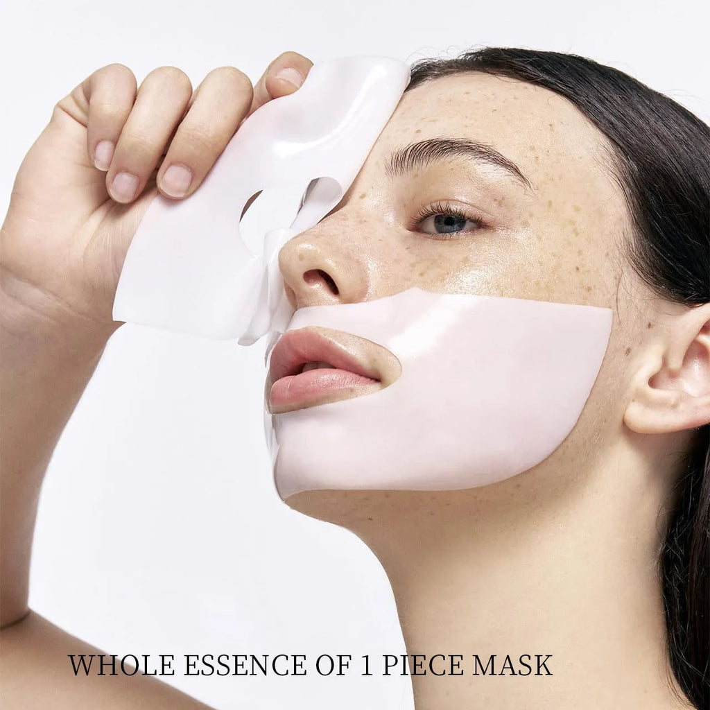 Box containing four white collagen facial patch masks for skincare.