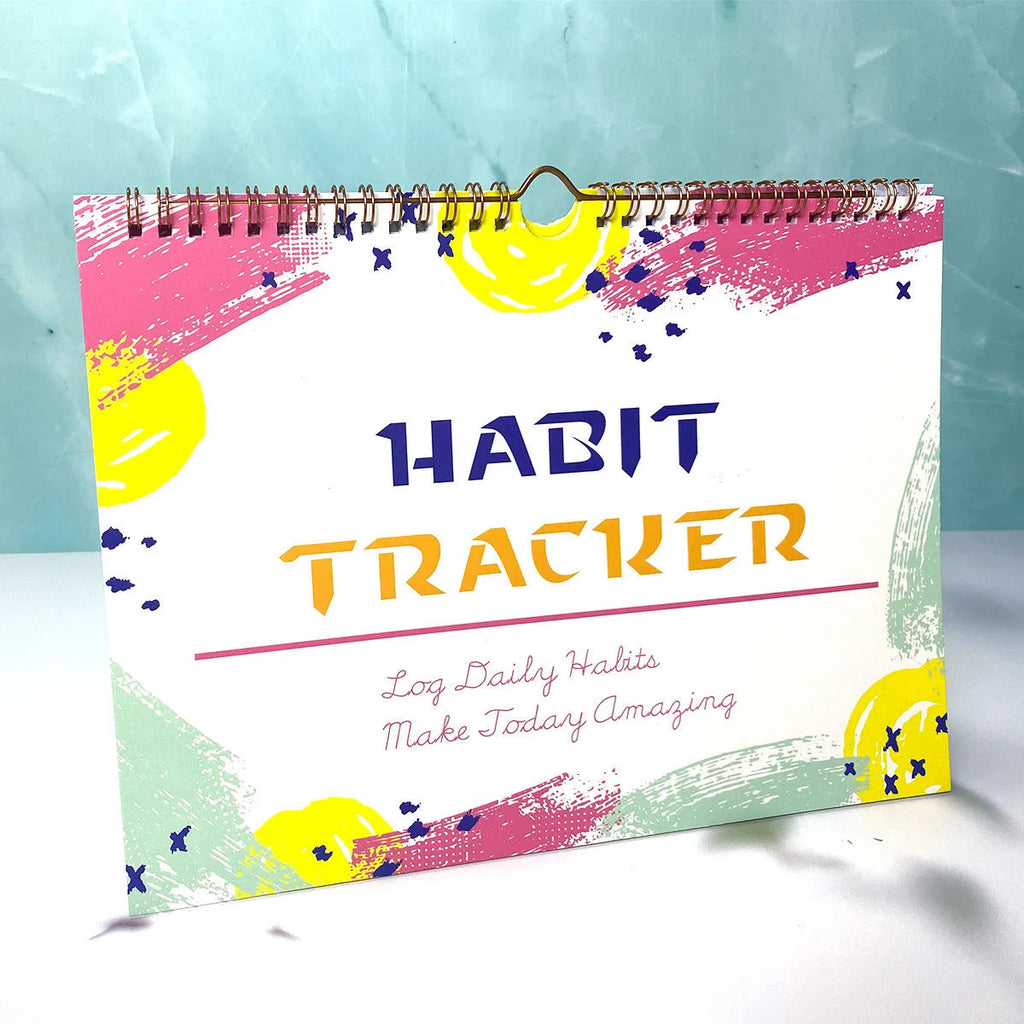 Habit tracking planner book with 12 pages in A4 size showing flower white cover option