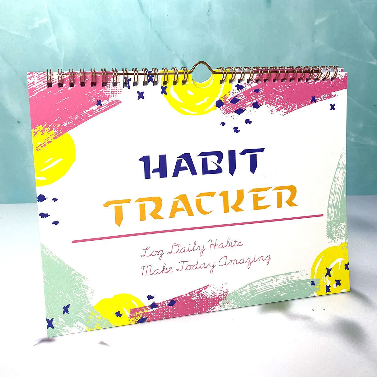 Habit tracking planner book with 12 pages in A4 size showing flower white cover option