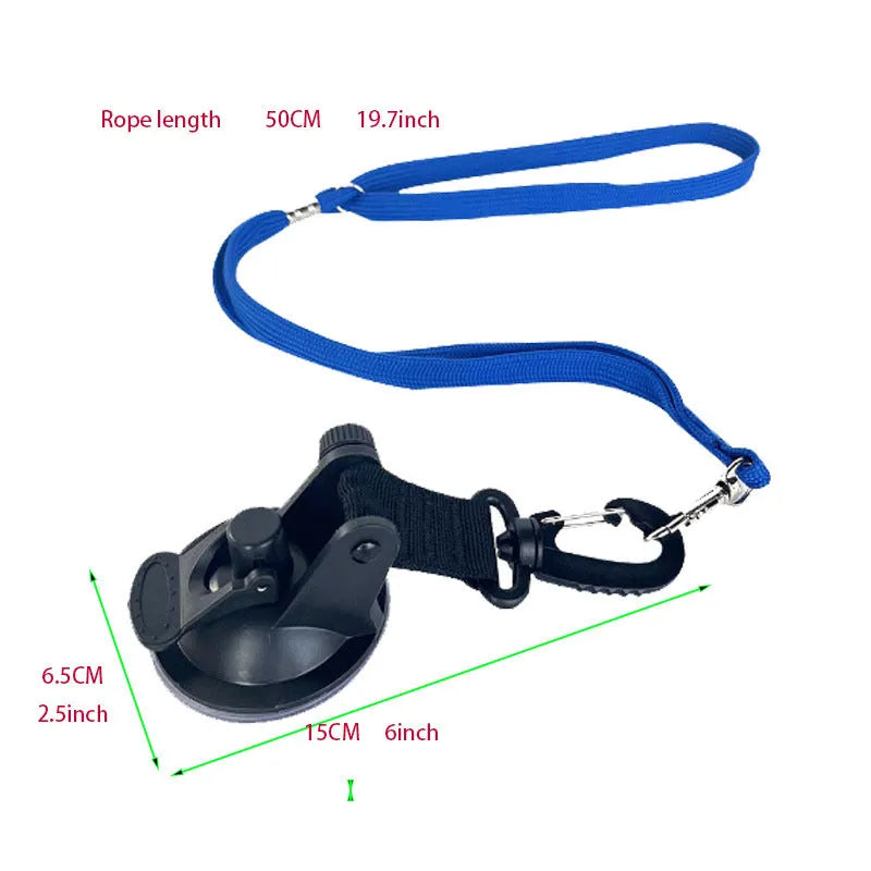 Pet bathing restraint set with suction cup handcuffs and traction ropes in black and blue colour options