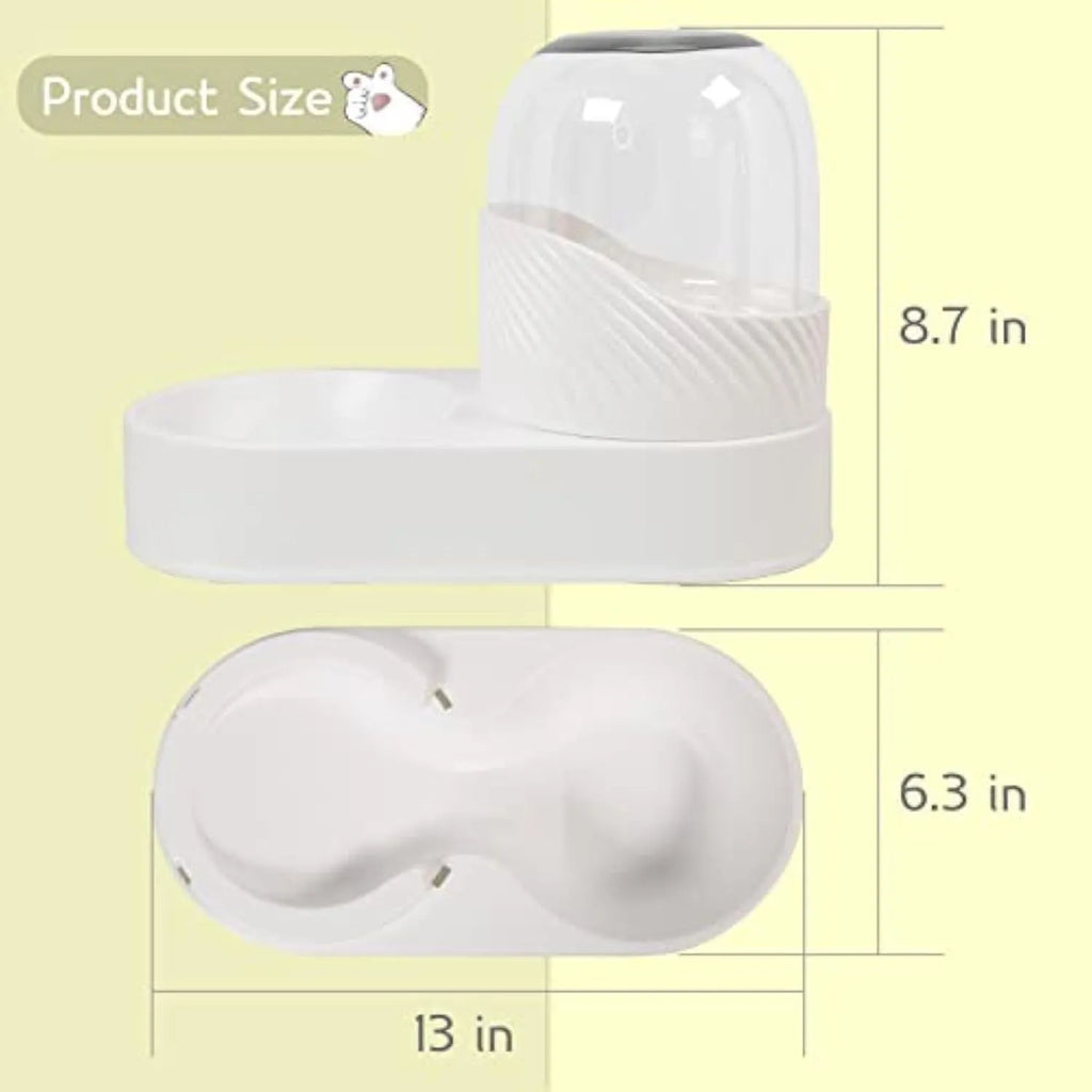 Pure white automatic cat feeder and water dispenser set with wave-shaped design.