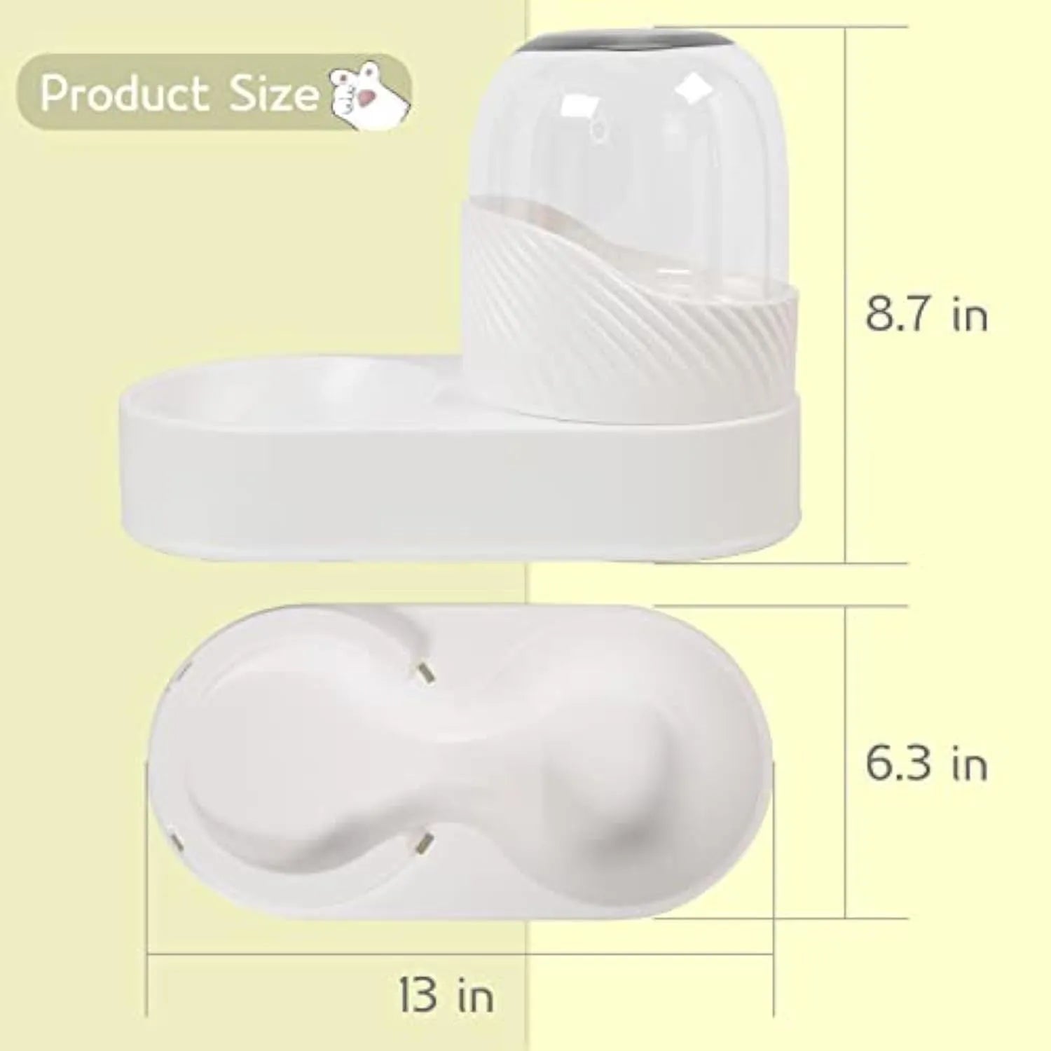 Pure white automatic cat feeder and water dispenser set with wave-shaped design.