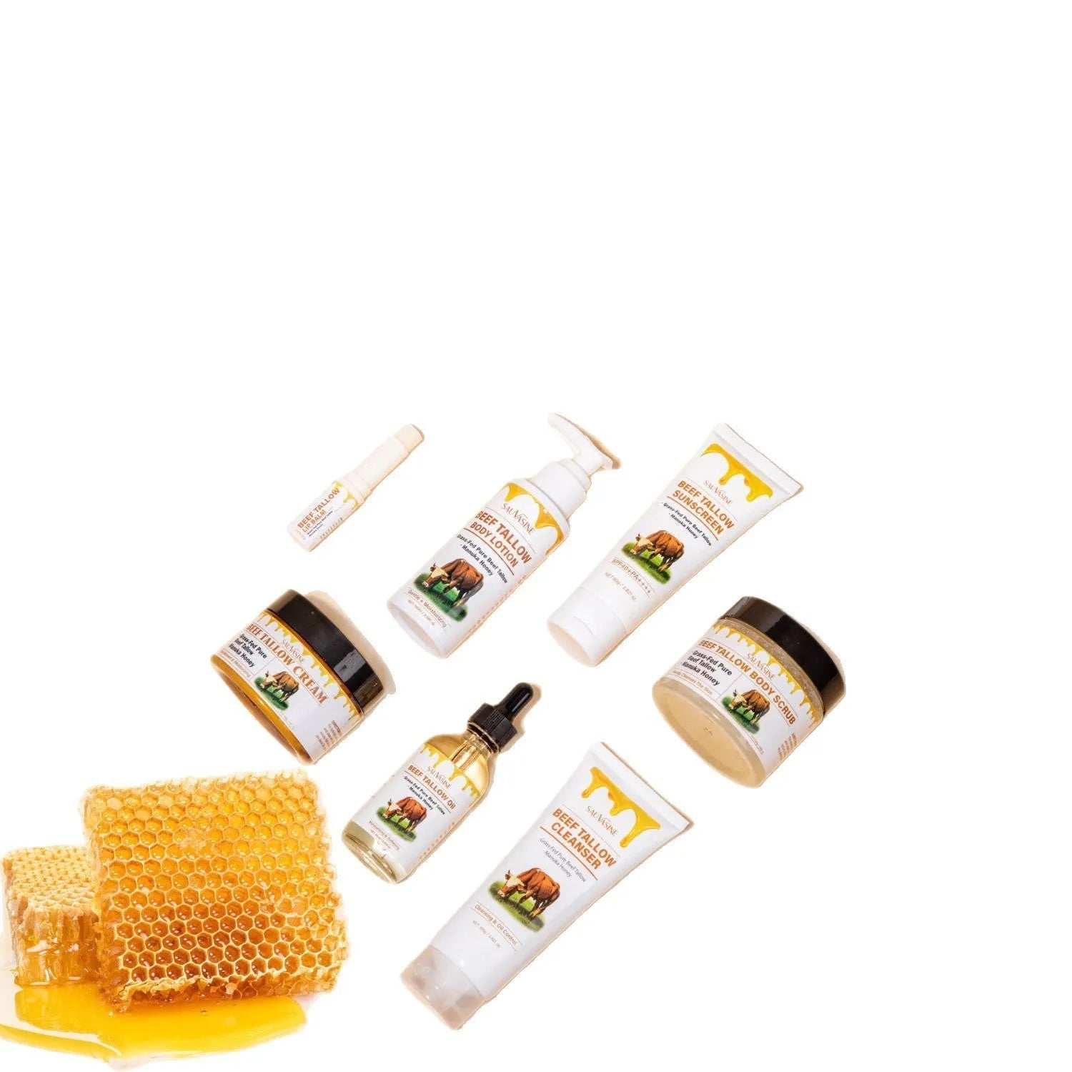 Butter honey seven-piece skincare kit with facial cleanser, face cream, lipstick, protective cream, body lotion, facial scrub