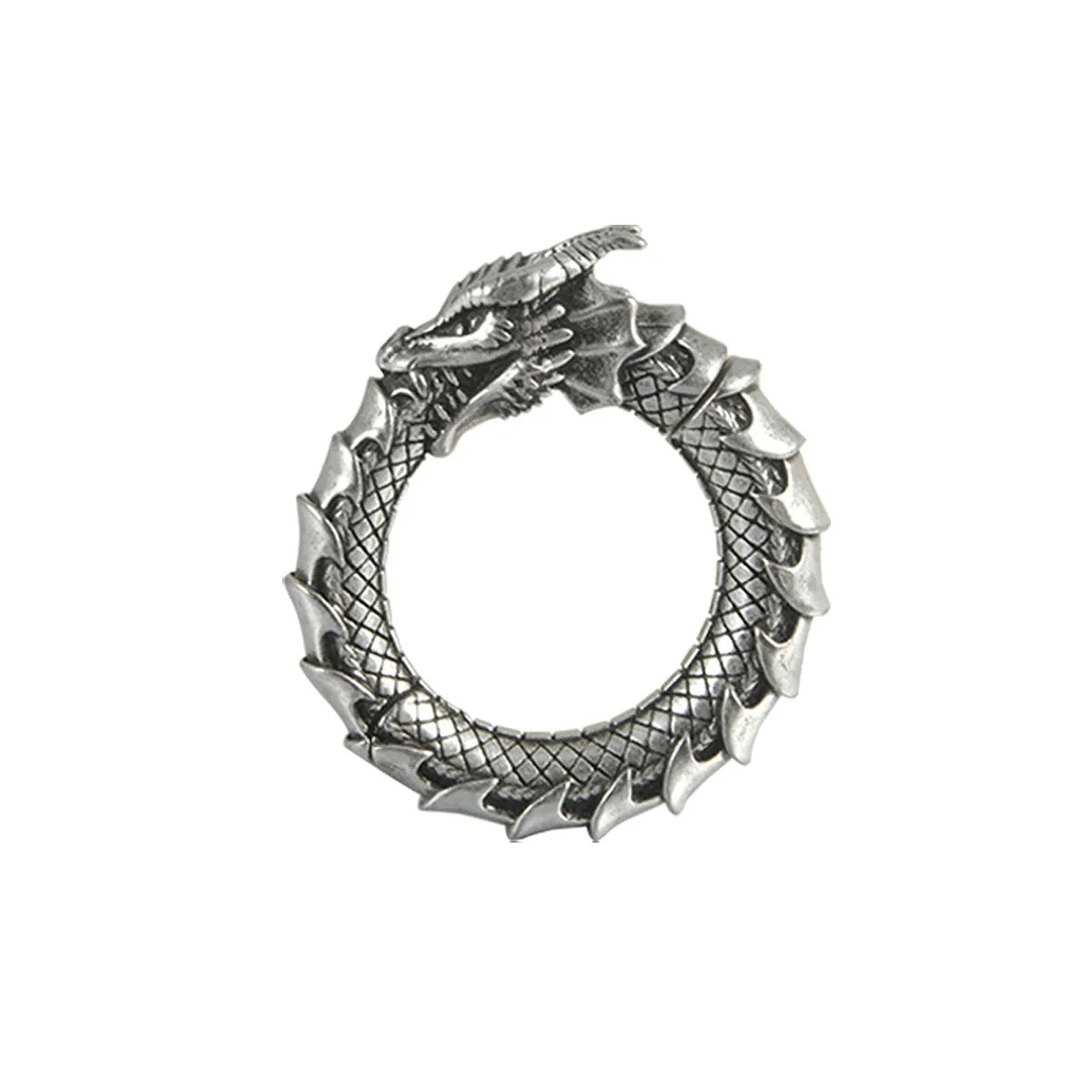 Large antique silver dragon shape hollow-out alloy earrings with geometric design