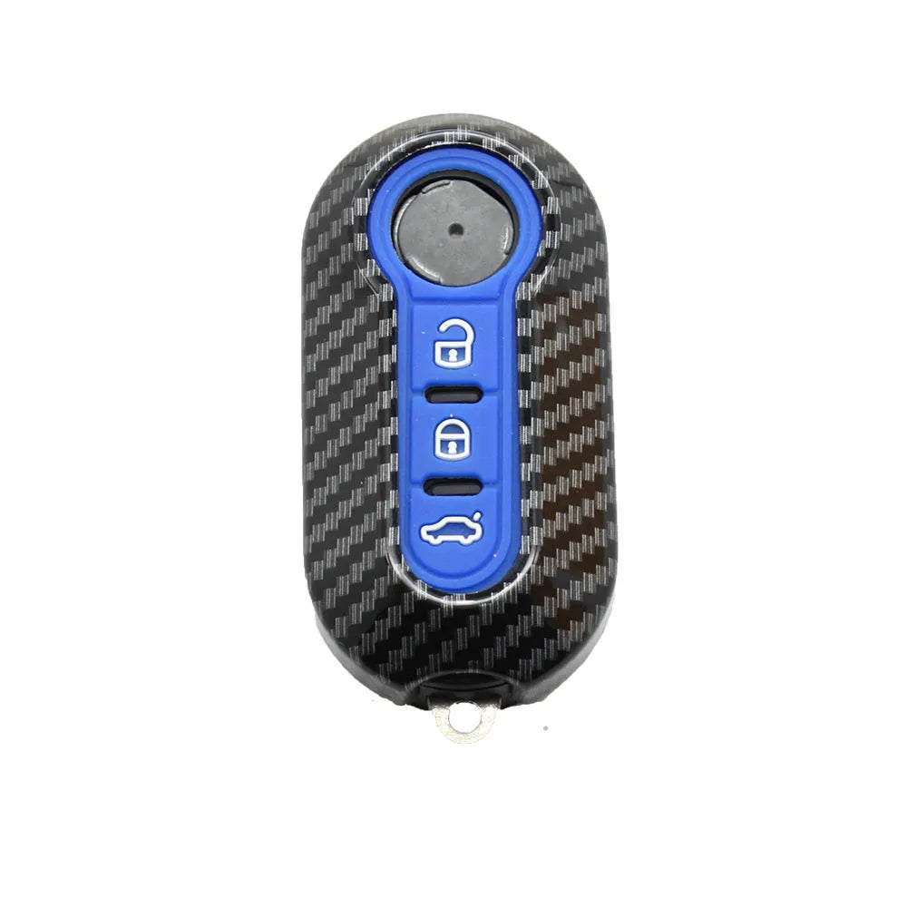 Fiat car key replacement shell case in carbon fibre style, colours black red dark blue