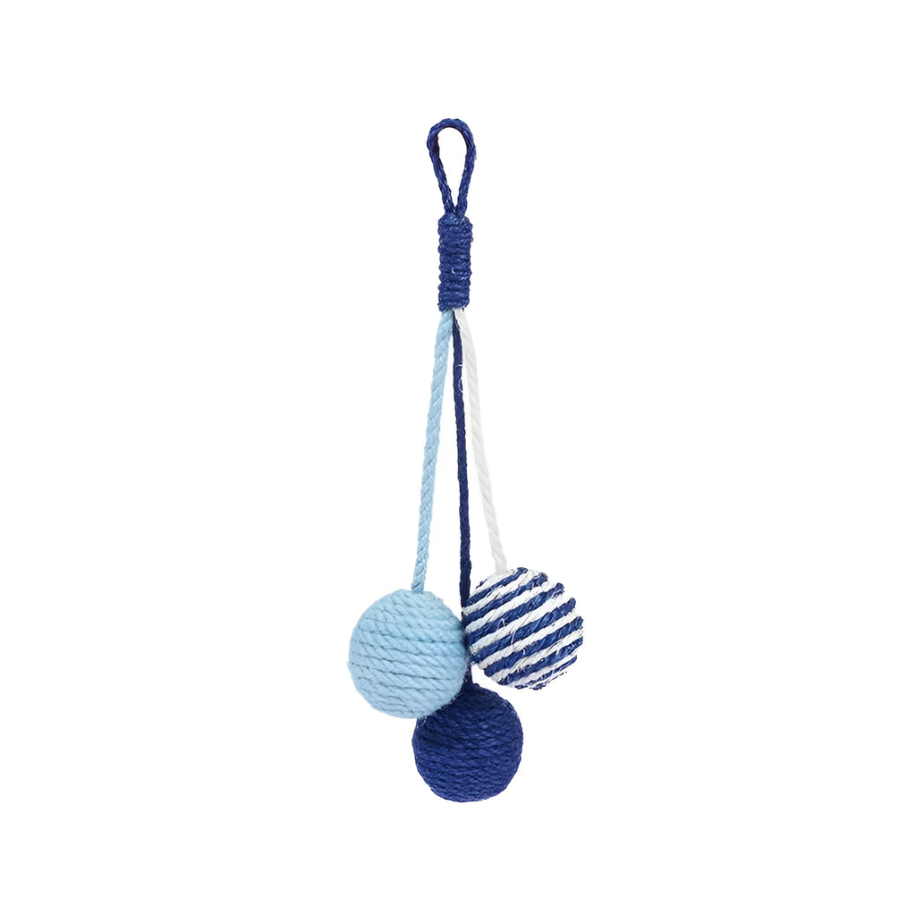 Cat toy set showing bite-resistant catnip ball and 255mm teaser stick in blue, green and multicolour options