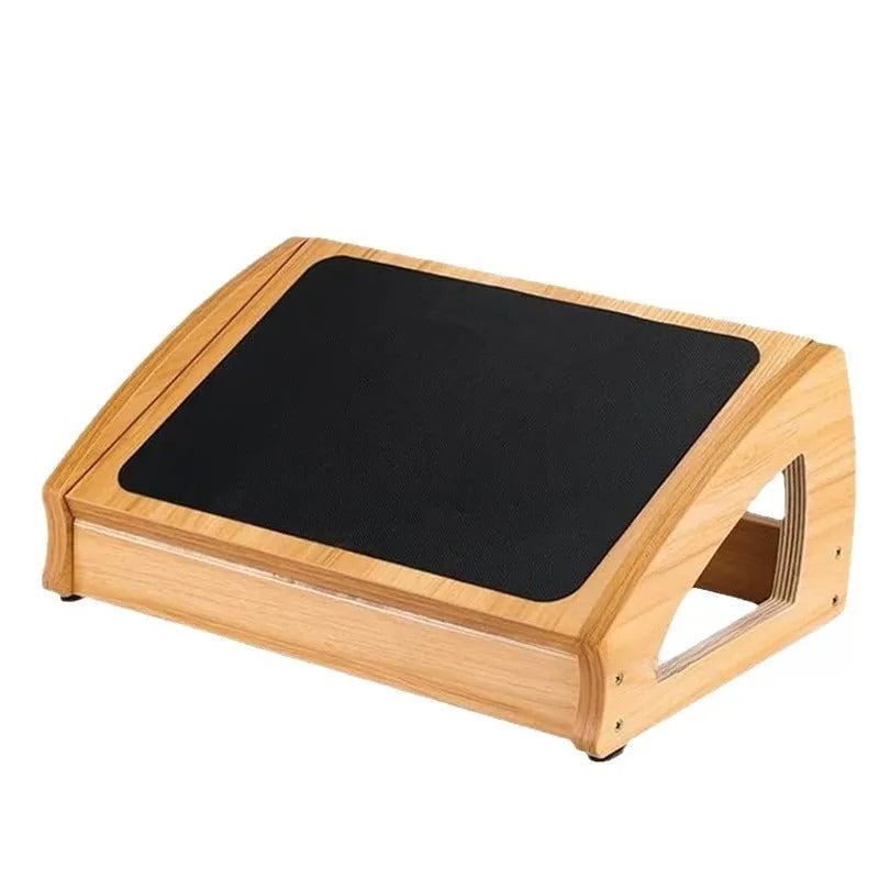 Wooden adjustable bamboo office desk footstool in wood colour modern design