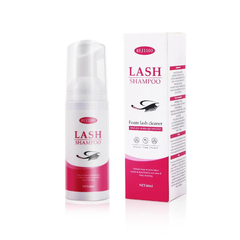 60ml lash shampoo mousse bottle for eyelash extension cleaning, 3.7cm diameter