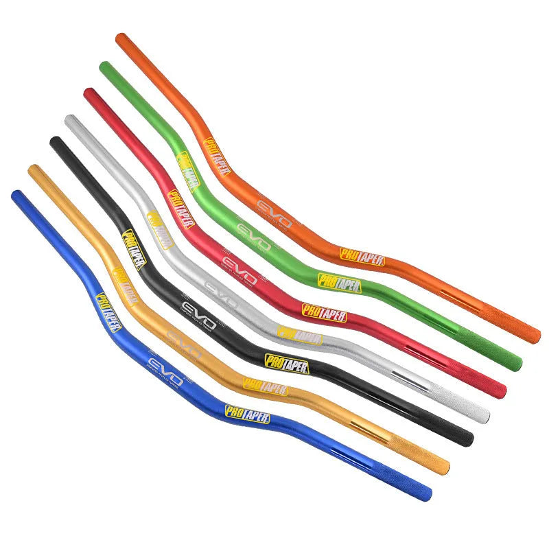 Orange aluminium motorcycle handlebar with 28mm clamp area showing 80cm width measurement