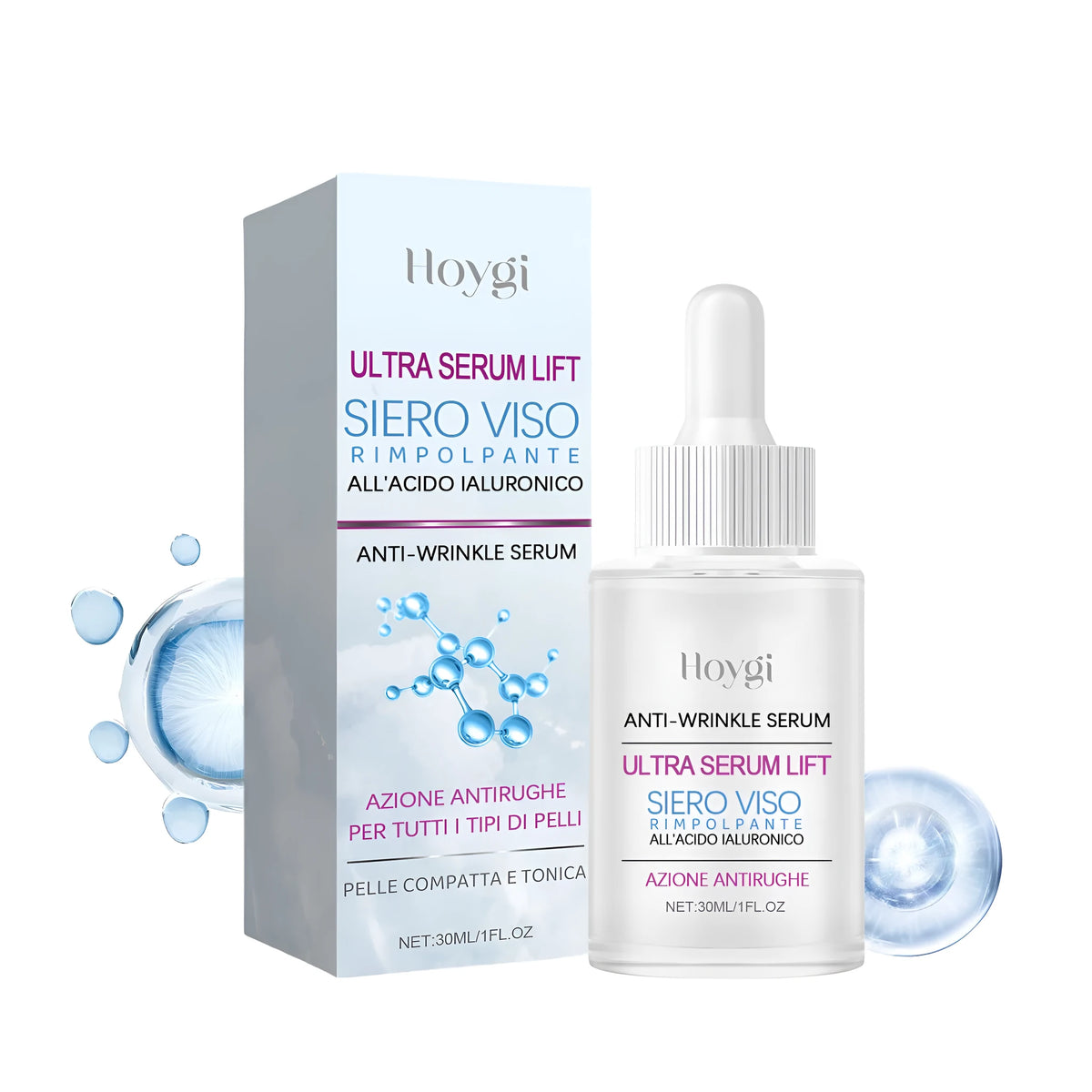 30ml hyaluronic acid anti-wrinkle skincare essence bottle for facial hydration