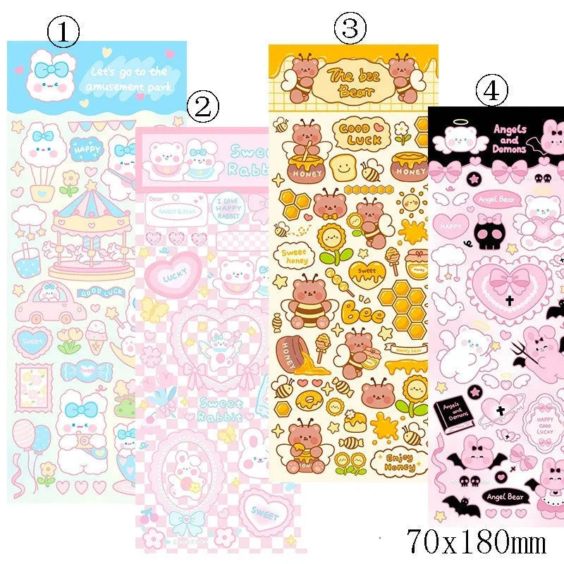 Waterproof PVC cartoon sticker sheets for notebook and stationery decoration
