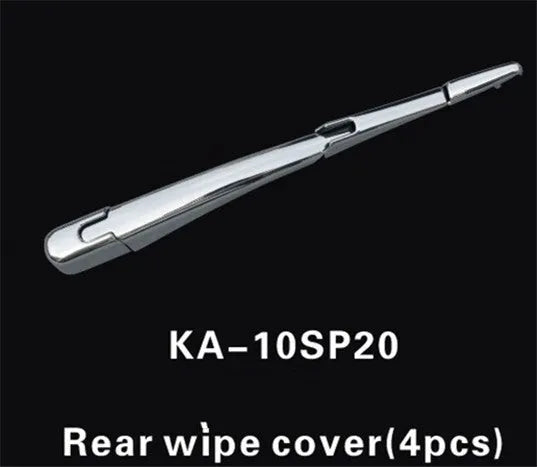 Set of four silvery ABS plastic rear window wiper cover trim strips for a 2010 Hyundai.