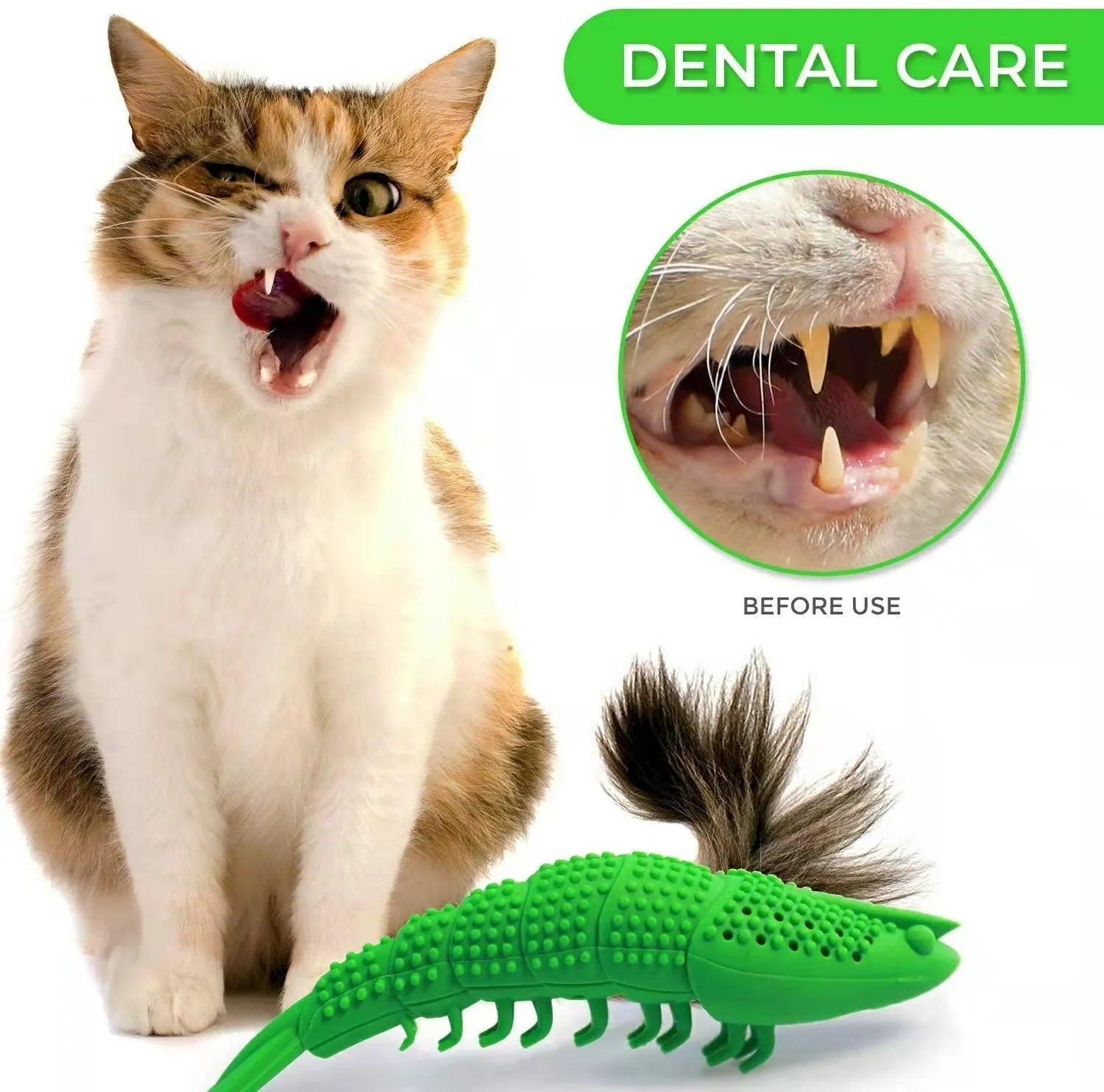 Blue hard rubber catnip toy with bell for teeth cleaning and interactive play