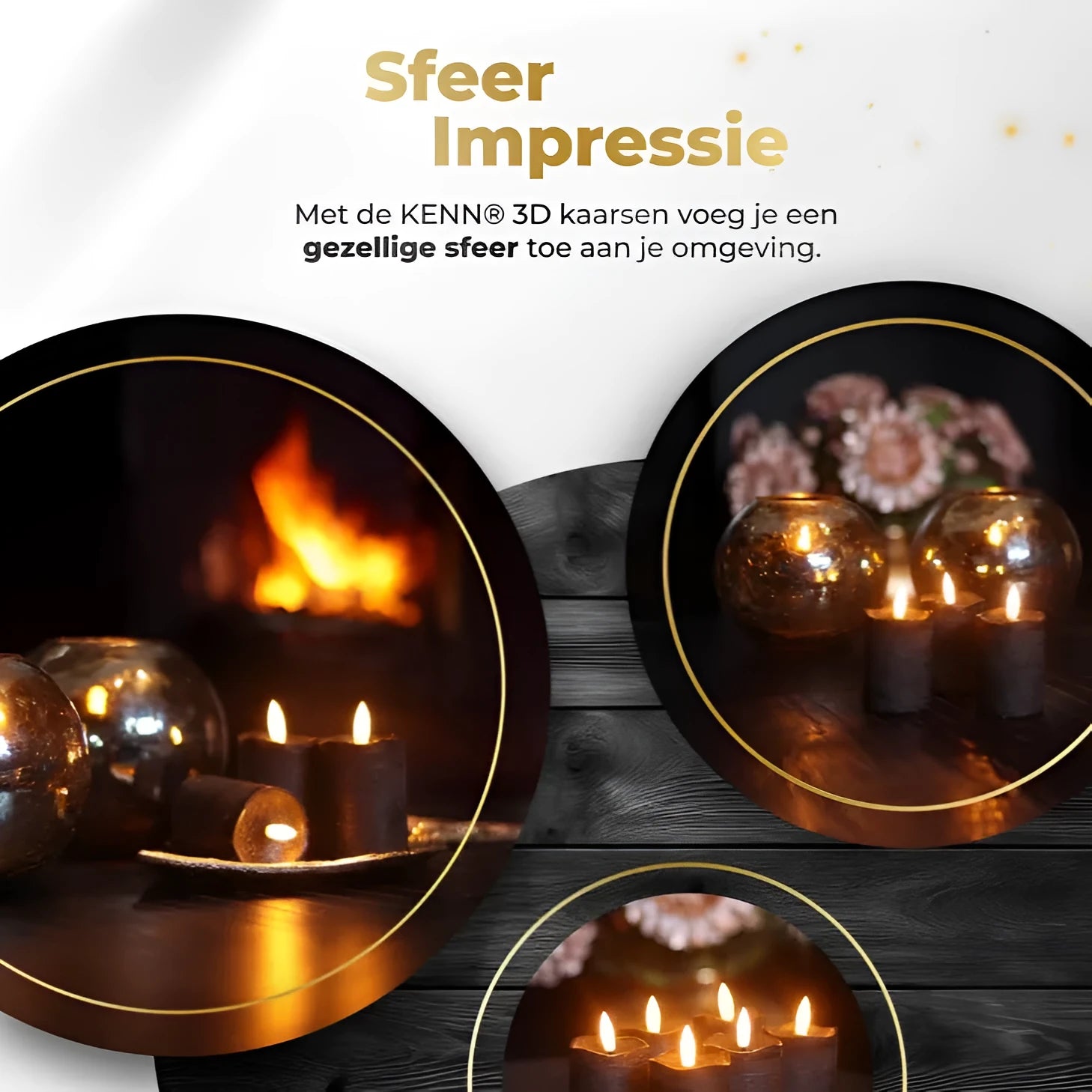 Four black LED pillar candles with flickering flame effect, shown grouped as a table centrepiece.