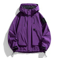 Men's waterproof windproof hooded jacket in black, purple or ginger yellow with sizes from S to 8XL