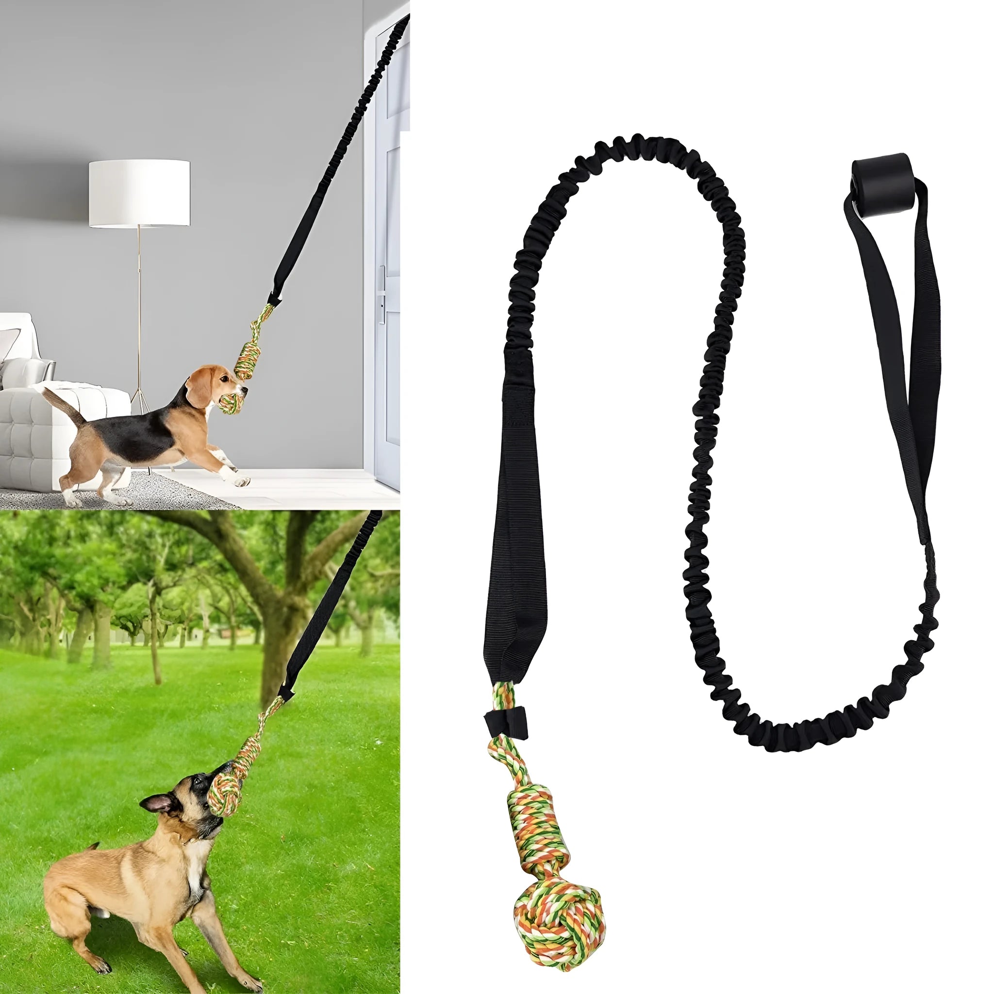 Cotton thread dog tug of war rope toy in black, grey or red colour for interactive play