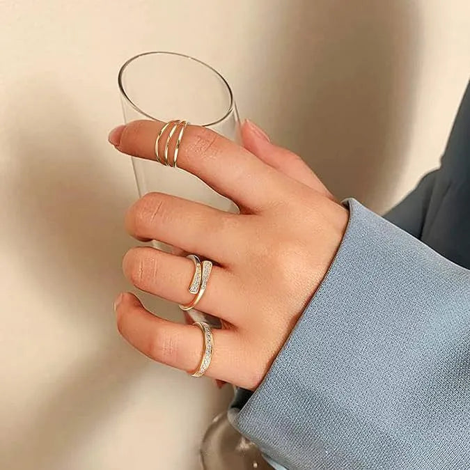 Geometric toe ring with copper plating and 14K gold finish, showing rhinestone decoration