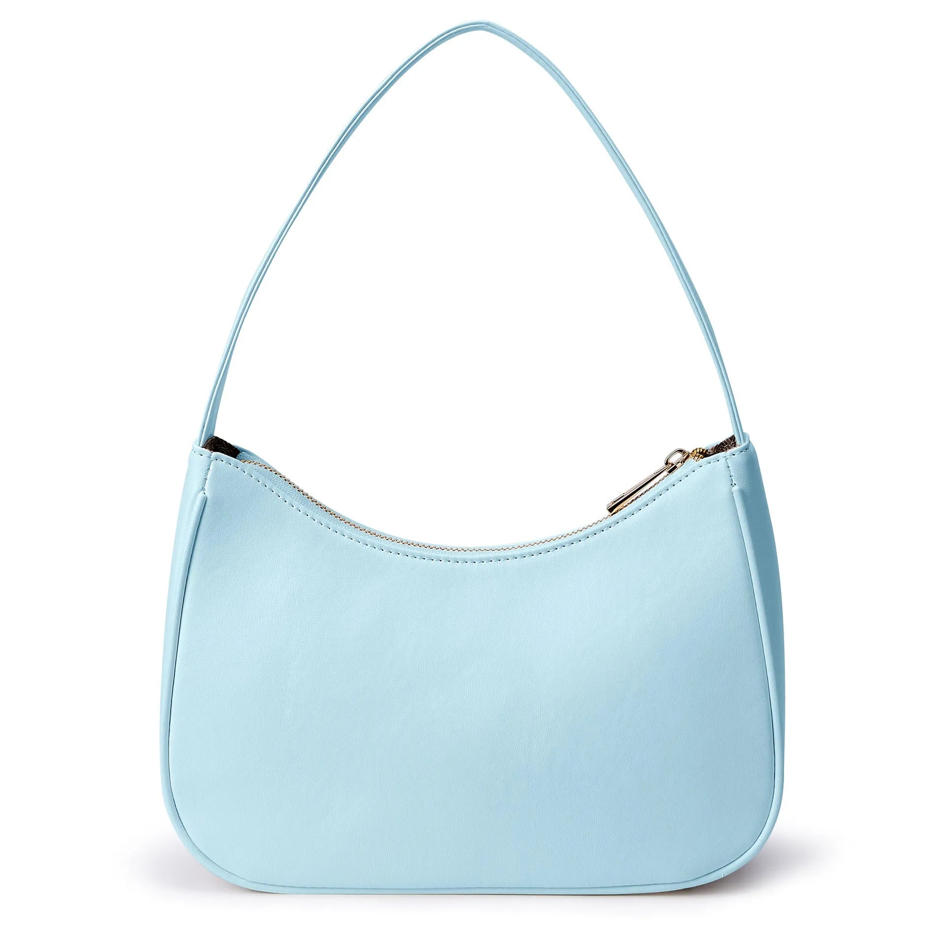 Retro-style shoulder bag in apricot colour with adjustable strap showing PU material texture