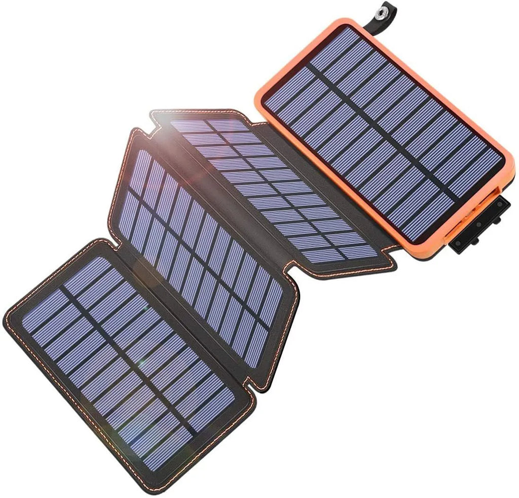 Outdoor solar phone charger in multiple colours with solar panel and LED light