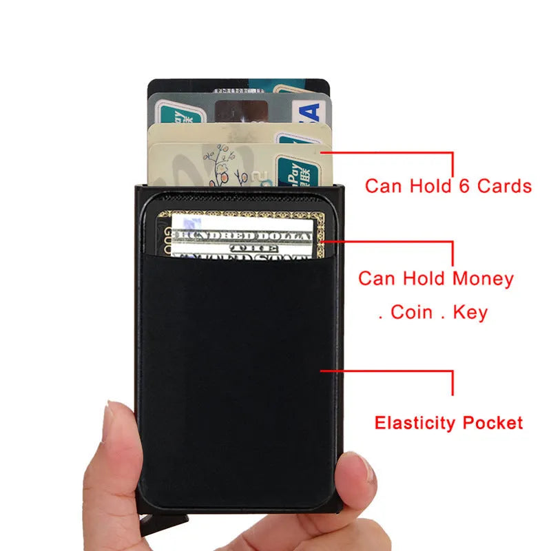 Frosted aluminium alloy credit card holder in eight colours with slim 1.0cm profile