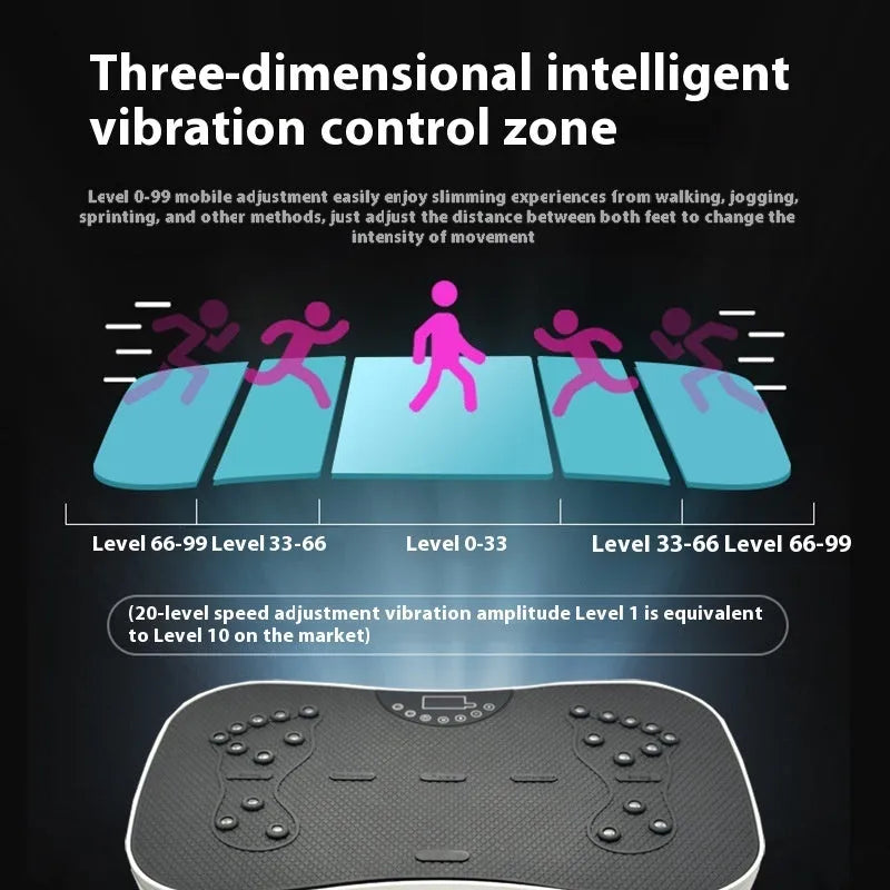 Black smart remote control vibration plate fitness equipment with display panel