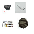 Bicycle saddle with black PU leather, showing spring suspension underside and included wrench and tyre patch.