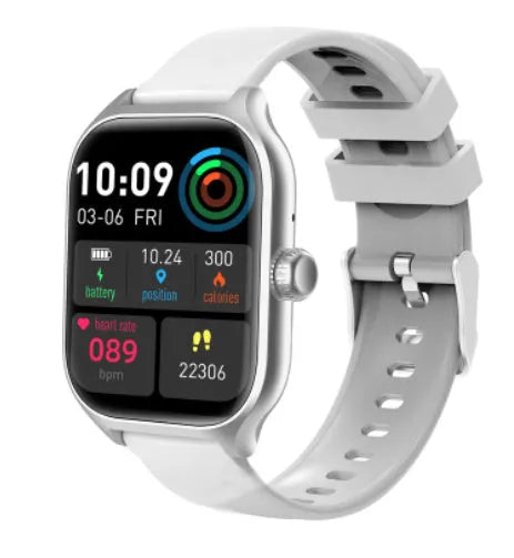 Bluetooth smart watch with touch screen display and silicone strap for fitness tracking