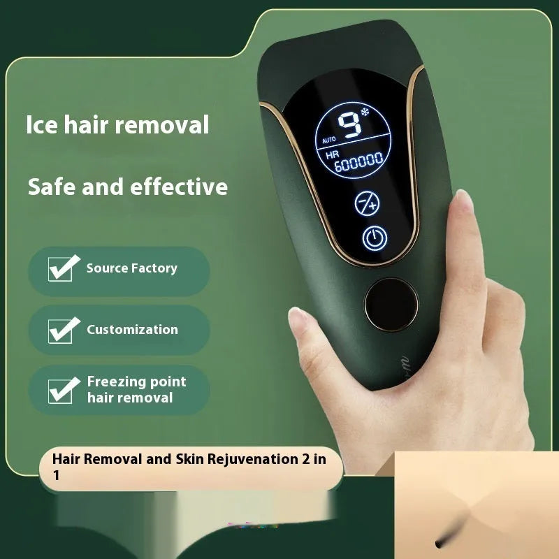 Freezing point hair removal device in Sundial green, pink, or white colour for body face and leg use