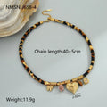Geometric leopard design stainless steel necklace with gold electroplating and adjustable chain