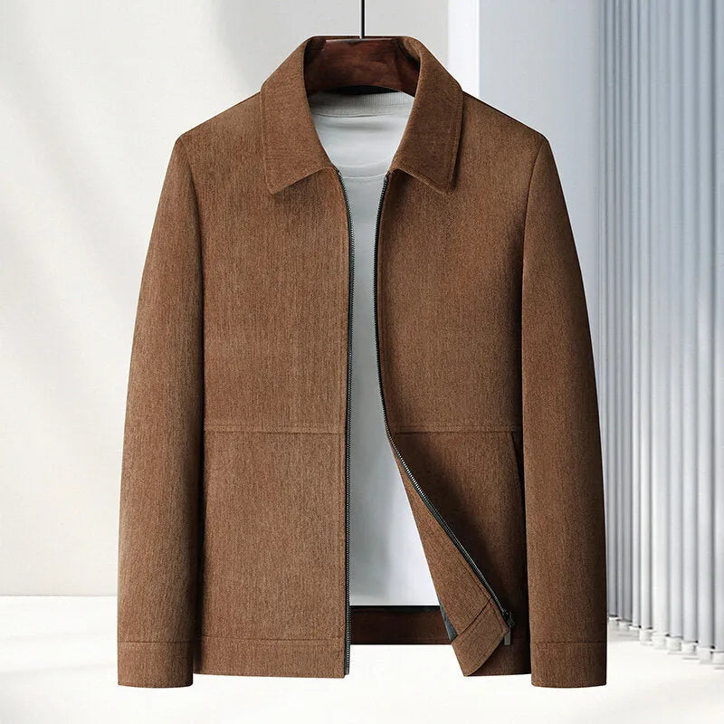 Men's slim-fit lapel casual coat in Vinylon fabric, shown in a classic colour.